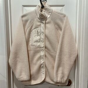 Staccato Cream Teddy Jacket with High Collar and Plush Fleece